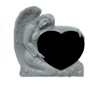 Small Angel Holding Heart 2-2.5x0-6x2-8.5 AP Jet Black Fully Carved Angel w/ Roses DNR!