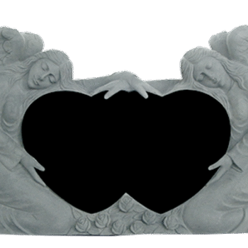 Double Angel Holding Hearts 4-2x0-8x2-6 AP Jet Black Fully Carved Angels w/ Roses DNR! Use ANG104CAJB