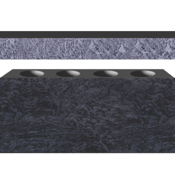 Cremation Pedestal Bench 4-0x1-2x0-4 Custom Bahama Blue Pedestal 3-6x0-10x1-2 P2/BRP w/ (4) 6"x10" Core Holes Seat AP, Pedestal Feet 4"; No Drain Holes