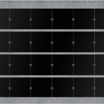 24 Niche Horizontal 1-sided Columbarium6-7x1-6x4-11 China Grey Walls/Jet Black Doors; 6x4 Niches Includes Rosettes, Key & 2 Extra Niche Doors CFS-E-025