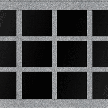 12 Niche Horizontal Columbarium 4-6x1-6x3-7 China Grey Walls/Jet Black Doors; 1 Sided, 4x3 Niches Includes Rosettes & Keys CFS-L-SY-406