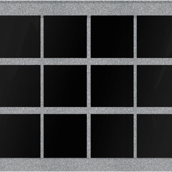 24 Niche Horizontal 2-Sided Columbarium 4-7x2-7x3-10 China Grey Walls/Jet Black Doors; 4x3 Niches Includes Rosettes, Key & 2 Extra Niche Doors CFS-L-SY-191