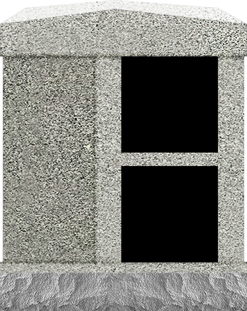 COL179CGJB_2NICHE.png 2 Niche Columbarium w/ Alcove 30.5x15.7x37.4 China Grey/JB China Grey Walls/Jet Black Doors; 2" Margin on Base CFS-A-139-inch - Image 1