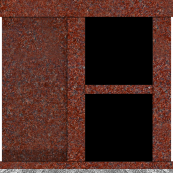 2 Niche Columbarium w/ Alcove 30.5x15.7x37.4 India Red/JB India Red Walls/Jet Black Doors; 2" Margin on Base CFS-A-139-inch