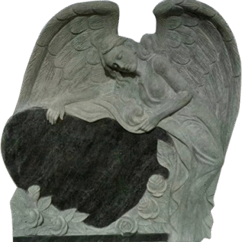 Angel Draped Over Heart 3-6x0-8x3-6 AP Bahama Blue Fully Carved Angels w/ Roses