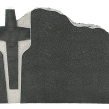 Design 26047 As Shown 4-0x0-8x2-4 Polish 2/BRP  DarkCloudGrey 1/2" recessed stippled area around cross as shown front only back -flat, polished