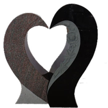 Half Heart 2-2x0-6x2-6 Custom Finish Jet Black/Paradiso Opposite of Stock Design! Left 13x6x27 AP w/ Honed Paradiso Right 13.5x8x30 AP w/ Sawn Panel & Roses Jet Black