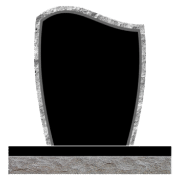 Rocked Wave 2-0x0-6x2-6 P2/BRP Jet Black sawn bevel, rock border on face   -back is flat polished